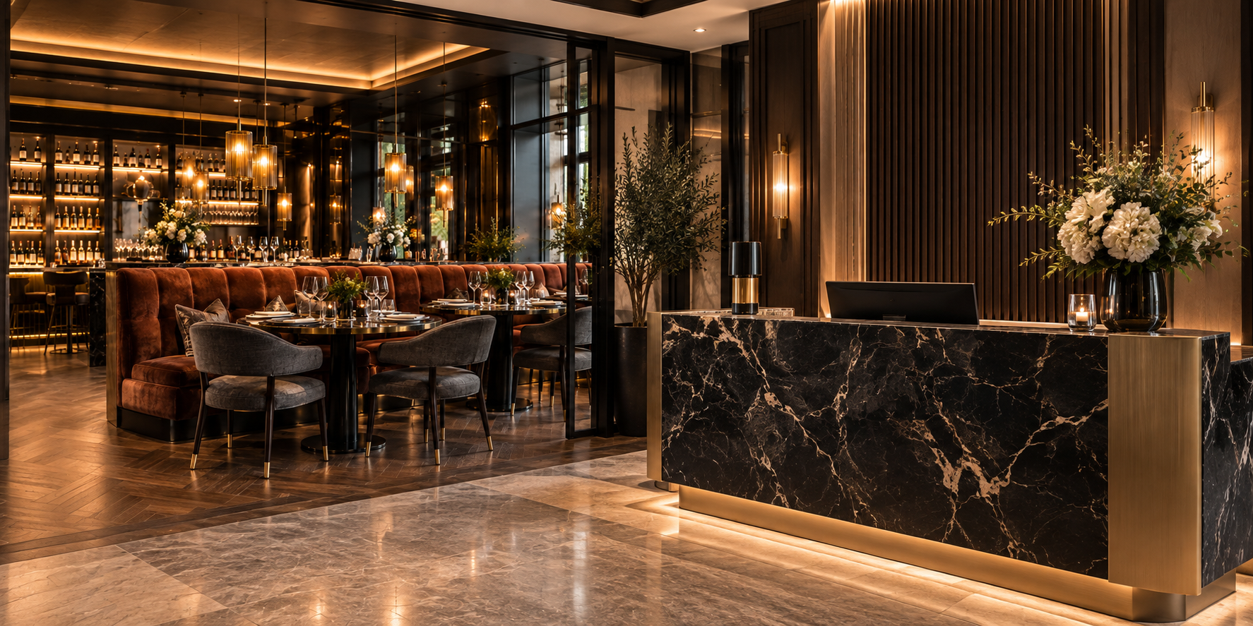 Luxury hotel lobby interior